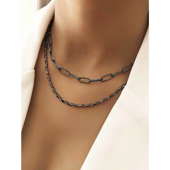 2pcs Minimalist Chain Necklace set gold - Picture 11 of 11